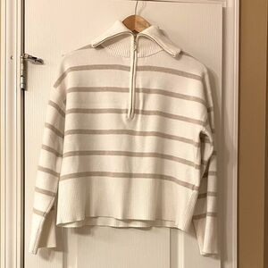 Cynthia Rowley Cream and Tan Striped Turtleneck Sweater